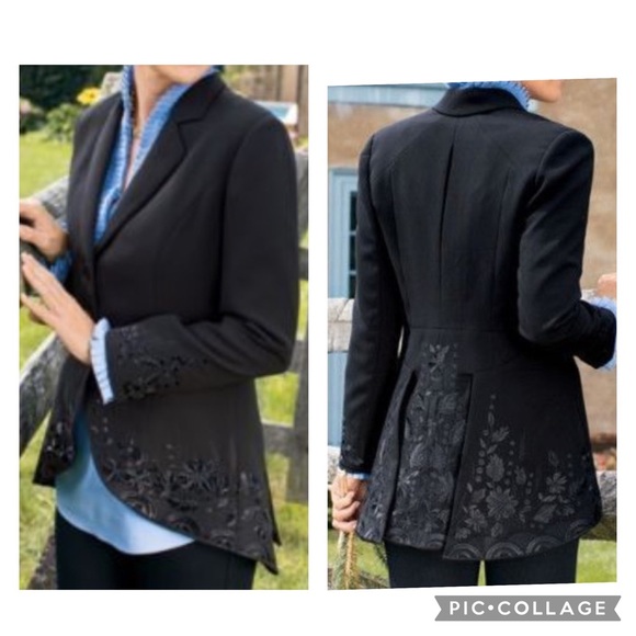 Soft Surroundings Jackets & Blazers - Soft Surroundings Label Noir Blazer Soignee Jacket Equestrian Embroidered